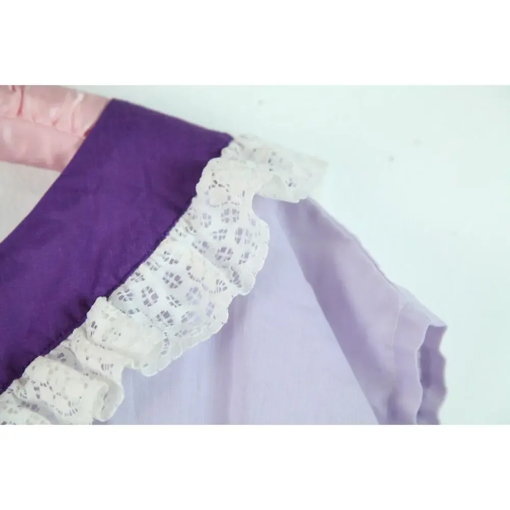 FLAW Vintage Handmade Square Dance Dress Purple Ruffle Cottagecore M Cupcake - Picture 10 of 15